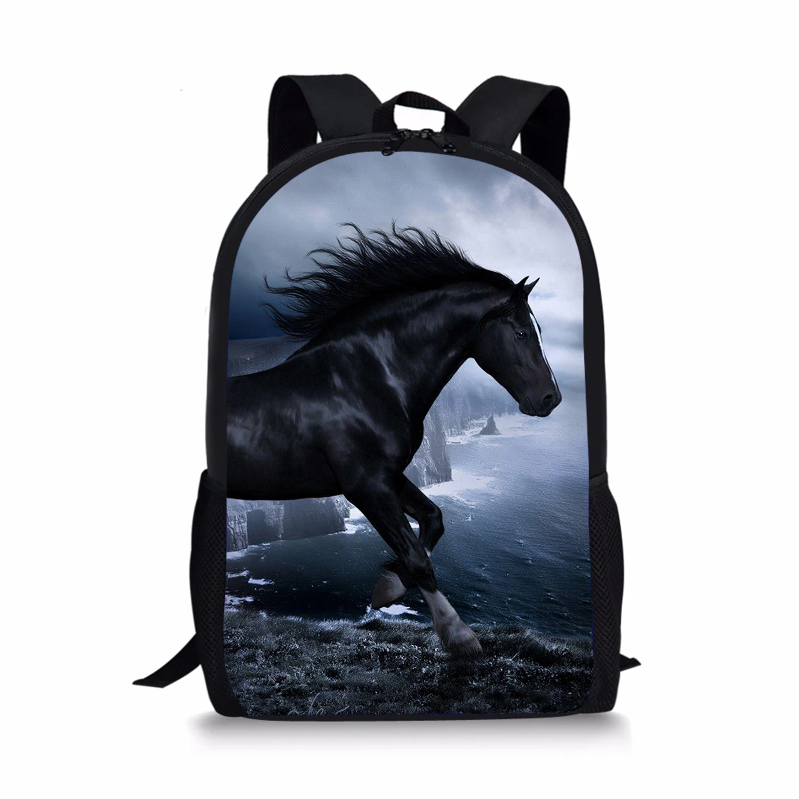 

Horse Pattern Boys School Bags Personalized Customized Mochila Infantil Stylish Zipper Students Satchel College Free Shipping