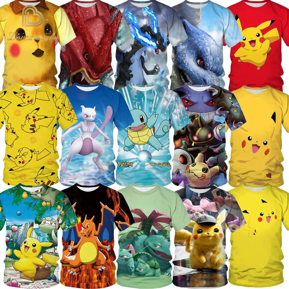 

Pikachu Yellow T Shirt Baby Boy Girl Pokemon Summer Number Tees Kids Clothes Toddler Birthday Shirt Cute Cartoon Tops