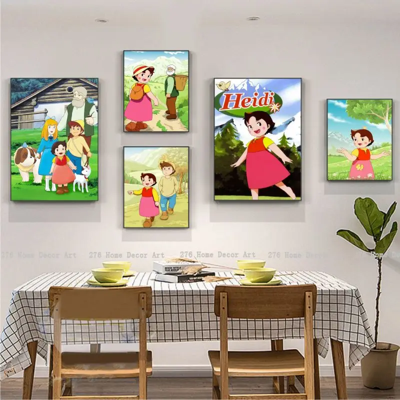 

Cartoon Heidi Poster Self-adhesive Art Poster Retro Kraft Paper Sticker DIY Room Bar Cafe Vintage Decorative Painting
