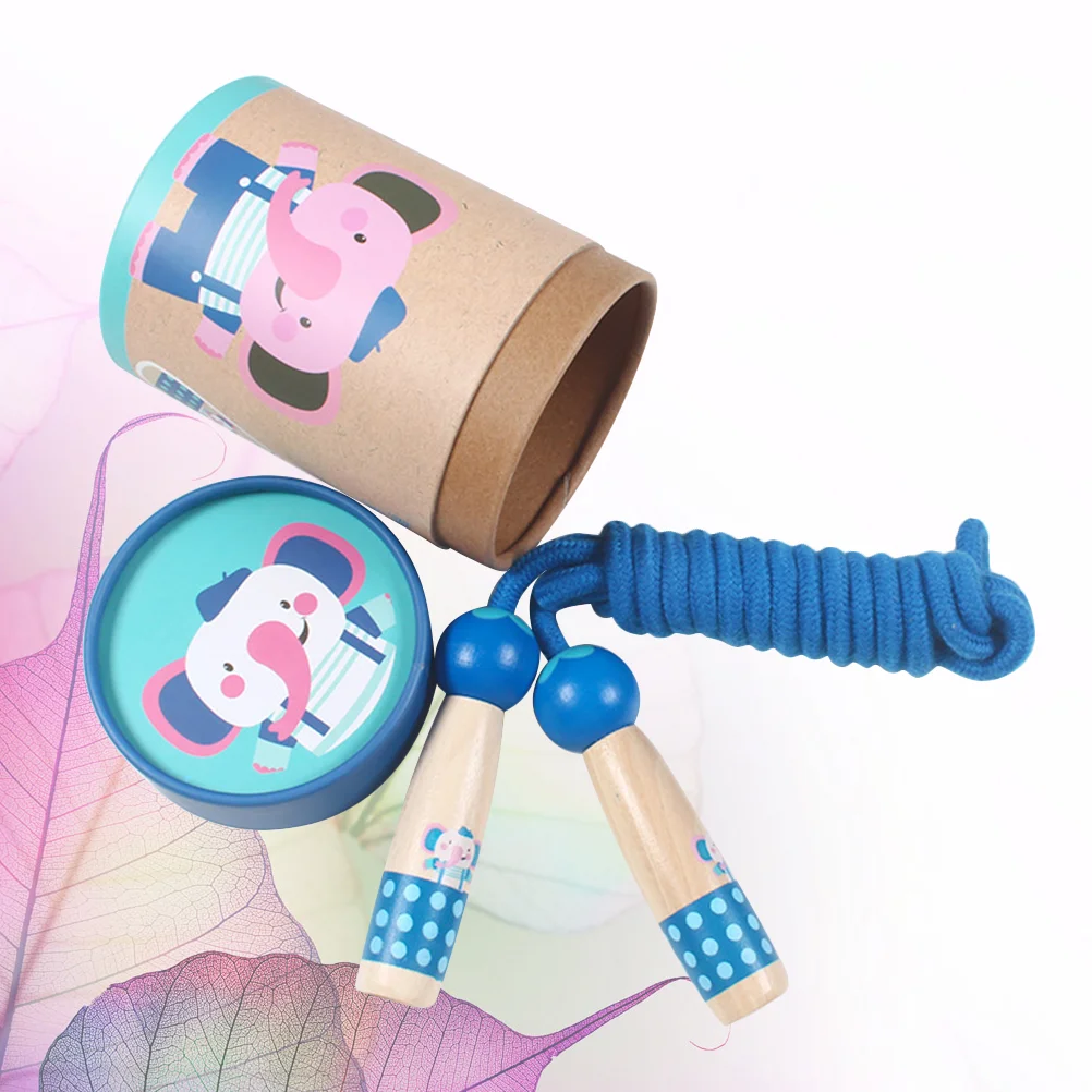 

Children Skipping Rope Portable Cartoon Wooden Handle Jumping String Physical Education for Boys Students Elephant