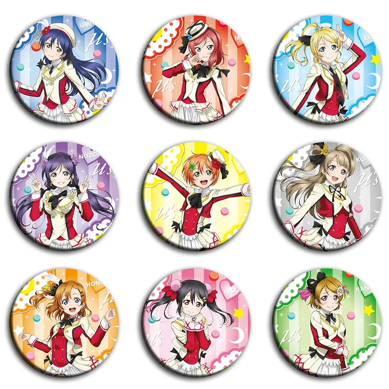 

9 шт./1 партия, металлические значки для аниме «Love Live»