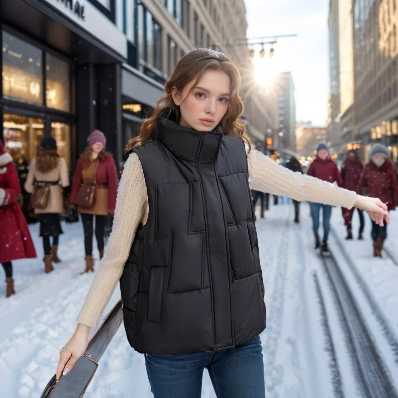 Женский модный пуховой жилет укороченная стильная куртка из