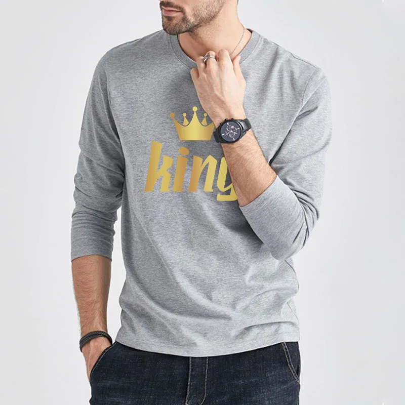 

2022 Spring King Printed Men's Long Sleeve T-shirt Plain Streetwear High Quality O-neck Tops Classic Clothing