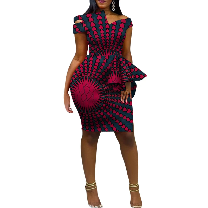 Fashion Dashiki African Dresses for Women Bazin Riche Ankara Print Knee-length Customize Clothing WY5719 | Тематическая одежда и