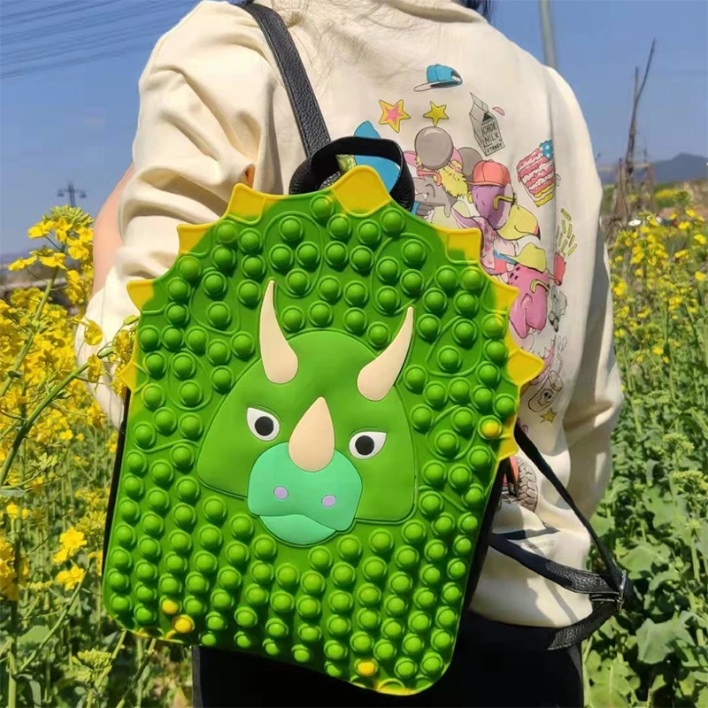 

Children Pop Backpack Silicone Push Bubble Dinosaur Unicorn Backpack Student Boys Girls Bag Children Relax Fidget Toys Backpack