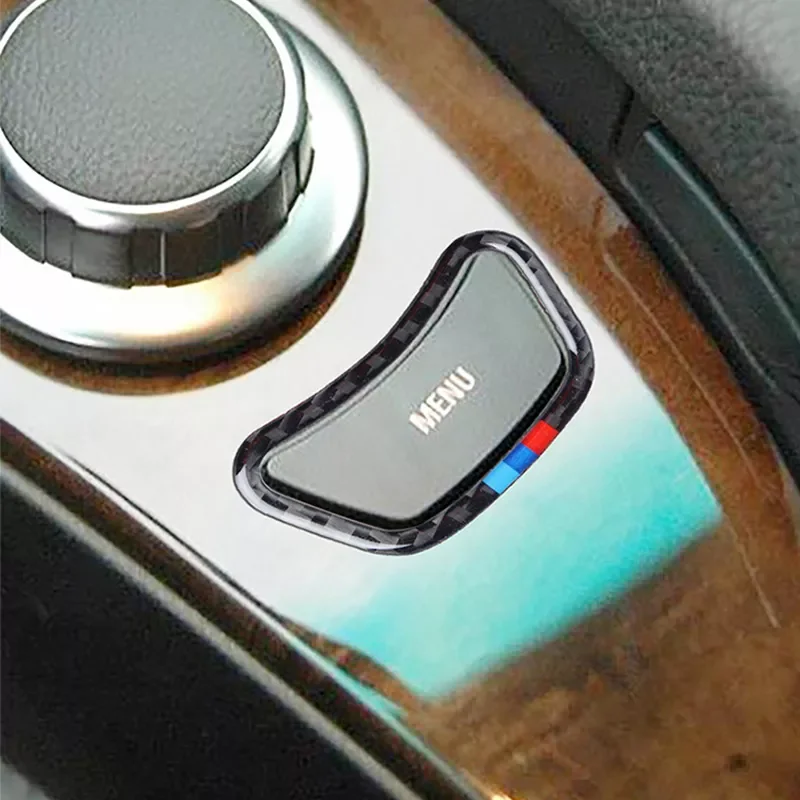 

Fiber Car Center Control MENU Button Frame Decorative Sticker For BMW 5 Series E60 520 525li 2005-10 Interior Accessories