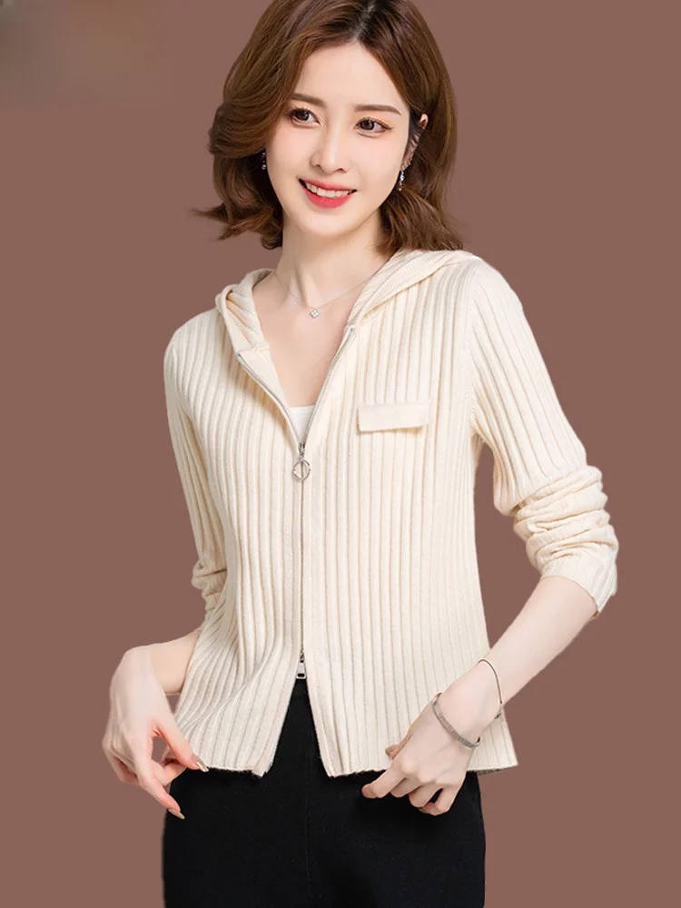 Флисовый вязаный кардиган с капюшоном женская осенне-зимняя новинка юбками