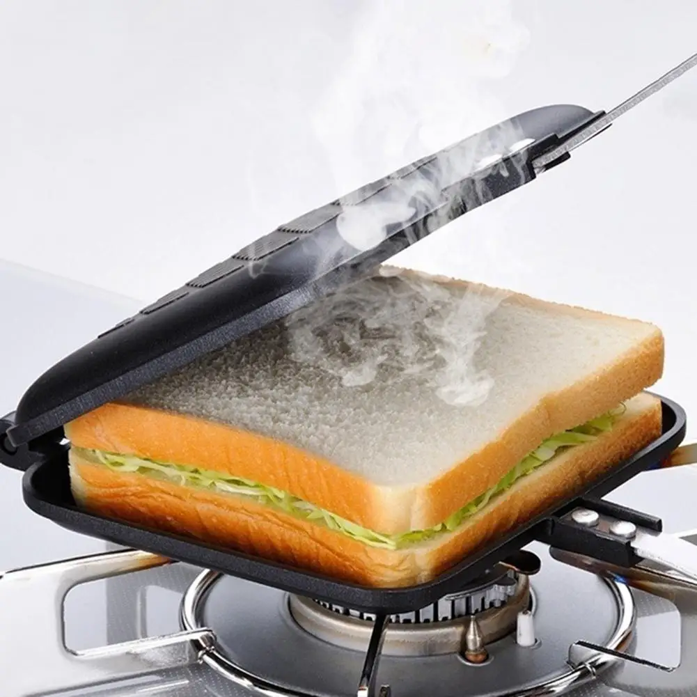 

Portable Sandwich Pan Portable Campfire Sandwich Maker Long Handle Aluminum Alloy Double Pie Cooker Camping for Mountain