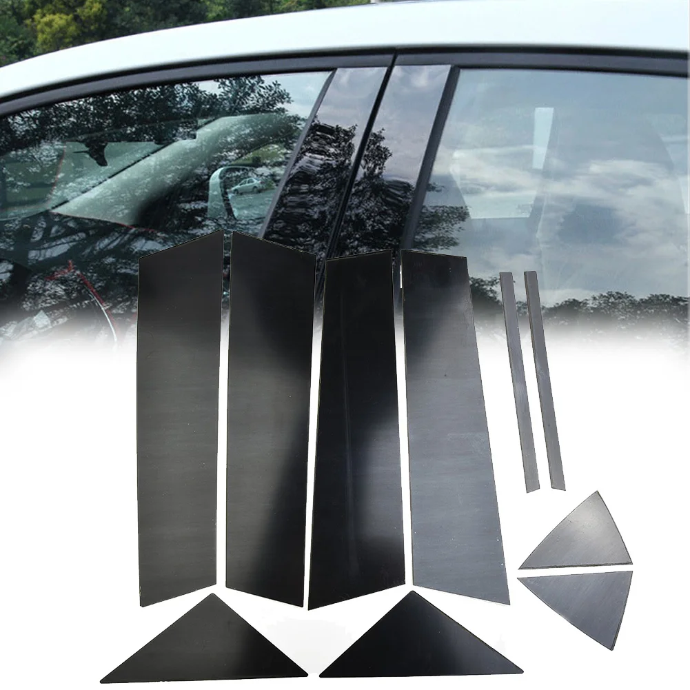 

10Pcs Window Pillar Trims Black Decal Exterior Accessory Waterproof Decor Posts Cover