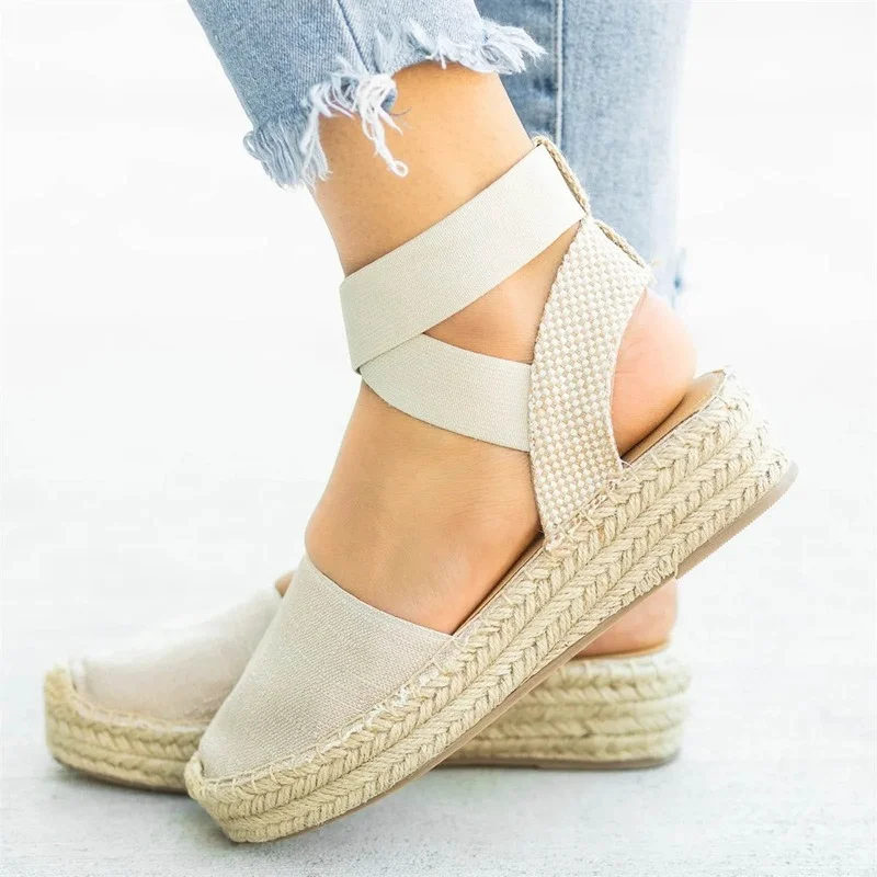 

Fashion Beach Shoes Women Sandals Ladies Ankle Strap Roman Sandals Flat Espadrilles 2022 Sapato Feminino Mulher Sandal