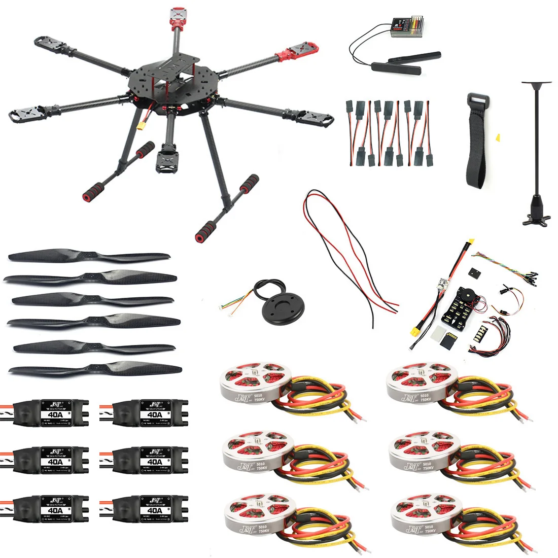 

DIY Saker675 675mm Hexacopter Kit 3-4S with GPS7M APM2.8/PIX 2.4.8 Flight Control XRotor 40A Brushless ESC 5010-750KV Motor