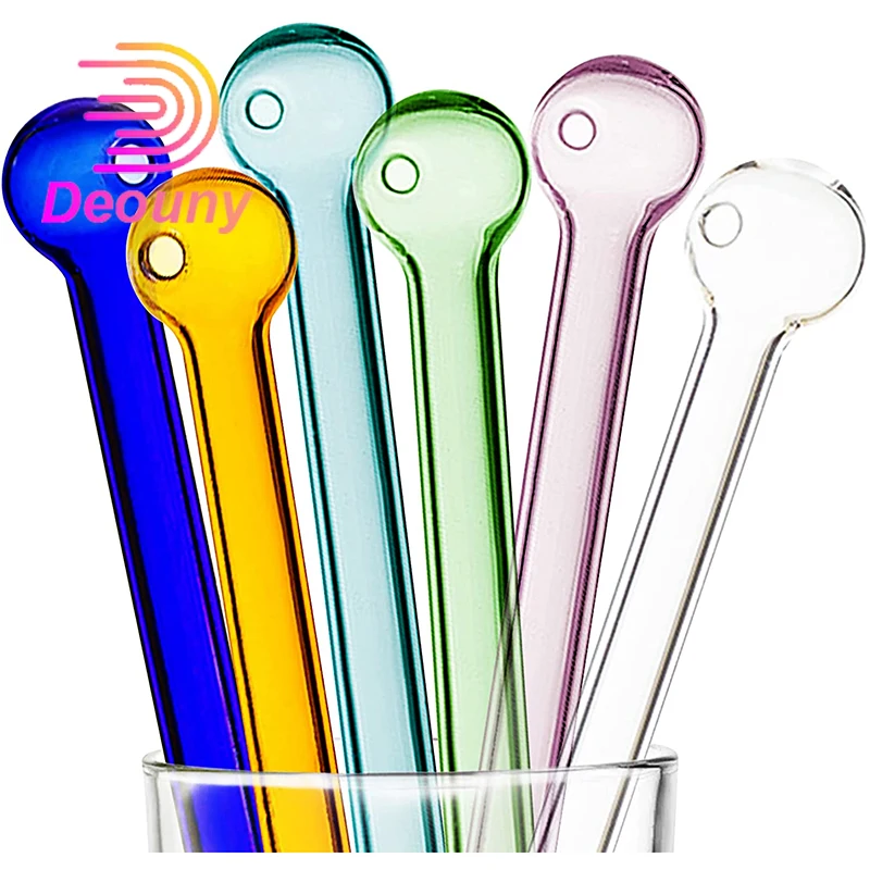 

DEOUNY 10PCS Creative Glass Straws Reusable Straws Smoothie Straws Decorative Drinking Straws For Tea Juice Beverage 19CM