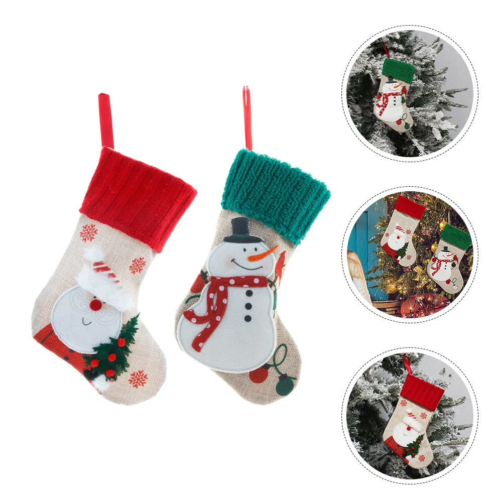 

2 Pcs Farmhouse Decor Decorative Xmas Stocking Decoration Decorations Cutetito Room Tree Hanging Sock Cloth Ornaments