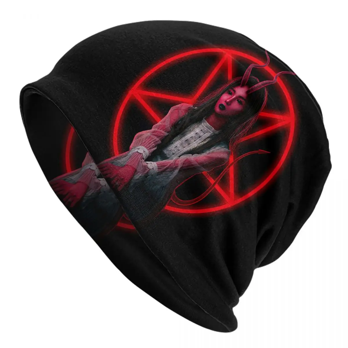 Baphomet Satanic ,The Demon Goth Adult Men's Women's Knit Hat Keep warm winter Funny knitted hat