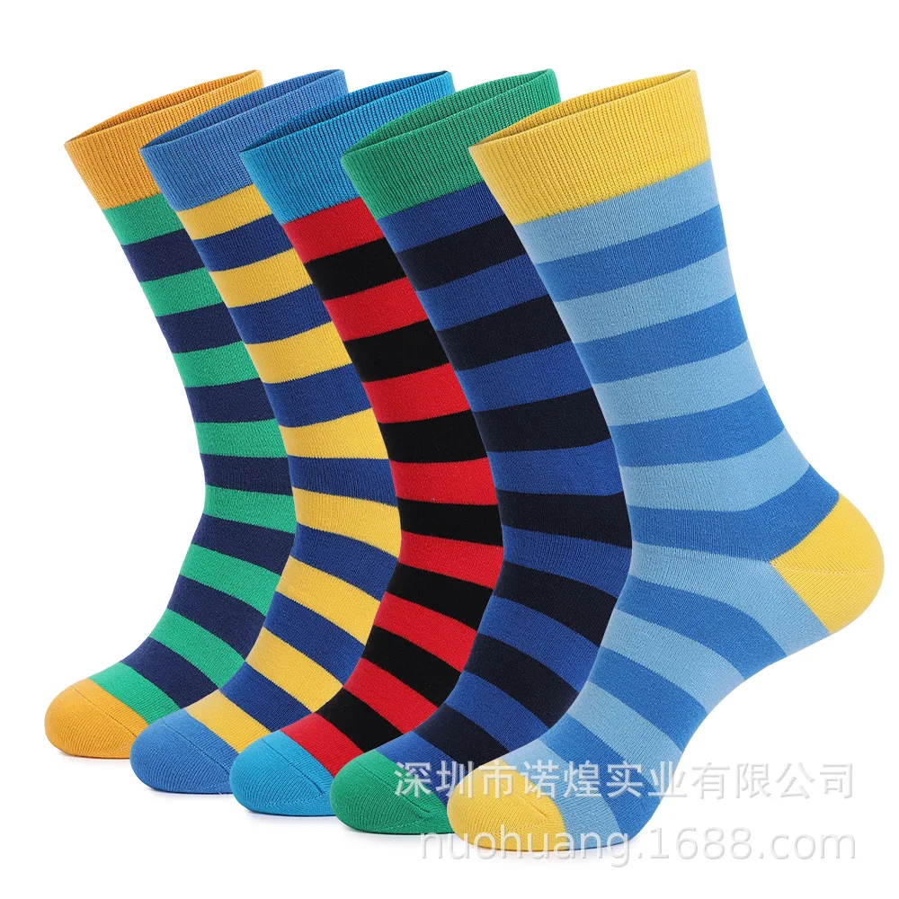 Men's Funny Stockings Cotton Men Socks 10 PAIRS Striped Casual European and American Style Funny Sock Fashionable