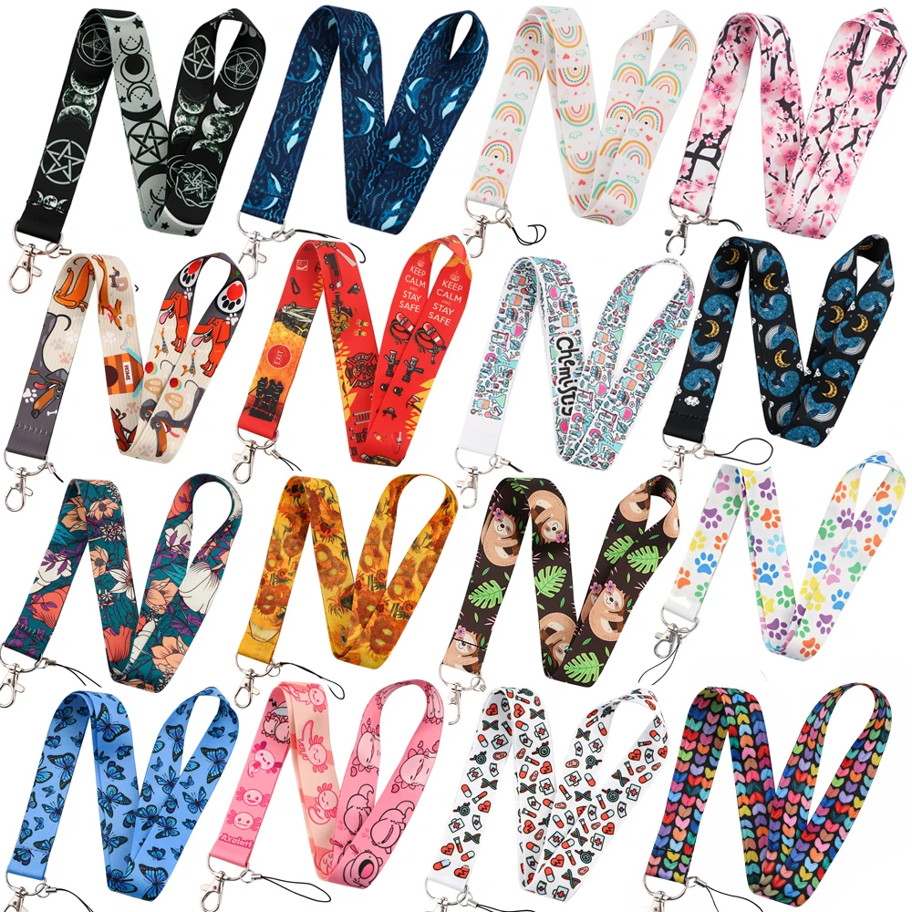 cute art lanyard for keys chain badge holder id credit card pass hang rope lariat mobile phone charm accessories gifts wholesale free global shipping