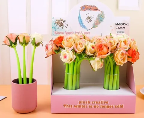 Силиконовая роза, цветок, искусственная ручка, корейский стиль, креативные канцелярские принадлежности, имитация письма, подарок