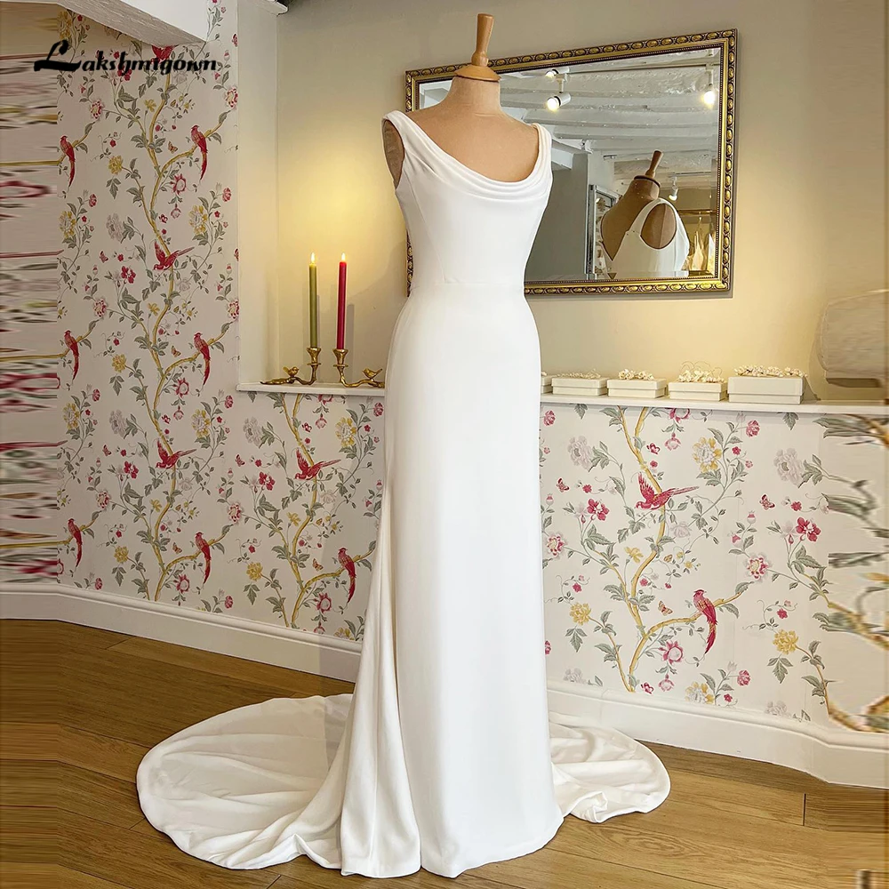 

Женское атласное платье-Русалка, элегантное привлекательное свадебное платье без рукавов с глубоким круглым вырезом, модель 2023