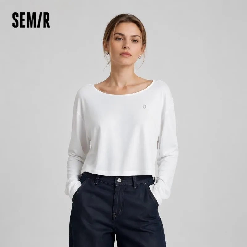 Фото Женская футболка Semir с длинным рукавом, влагоотводящая, быстросохнущая, укороченная, с вырезами, лето 2026 №1