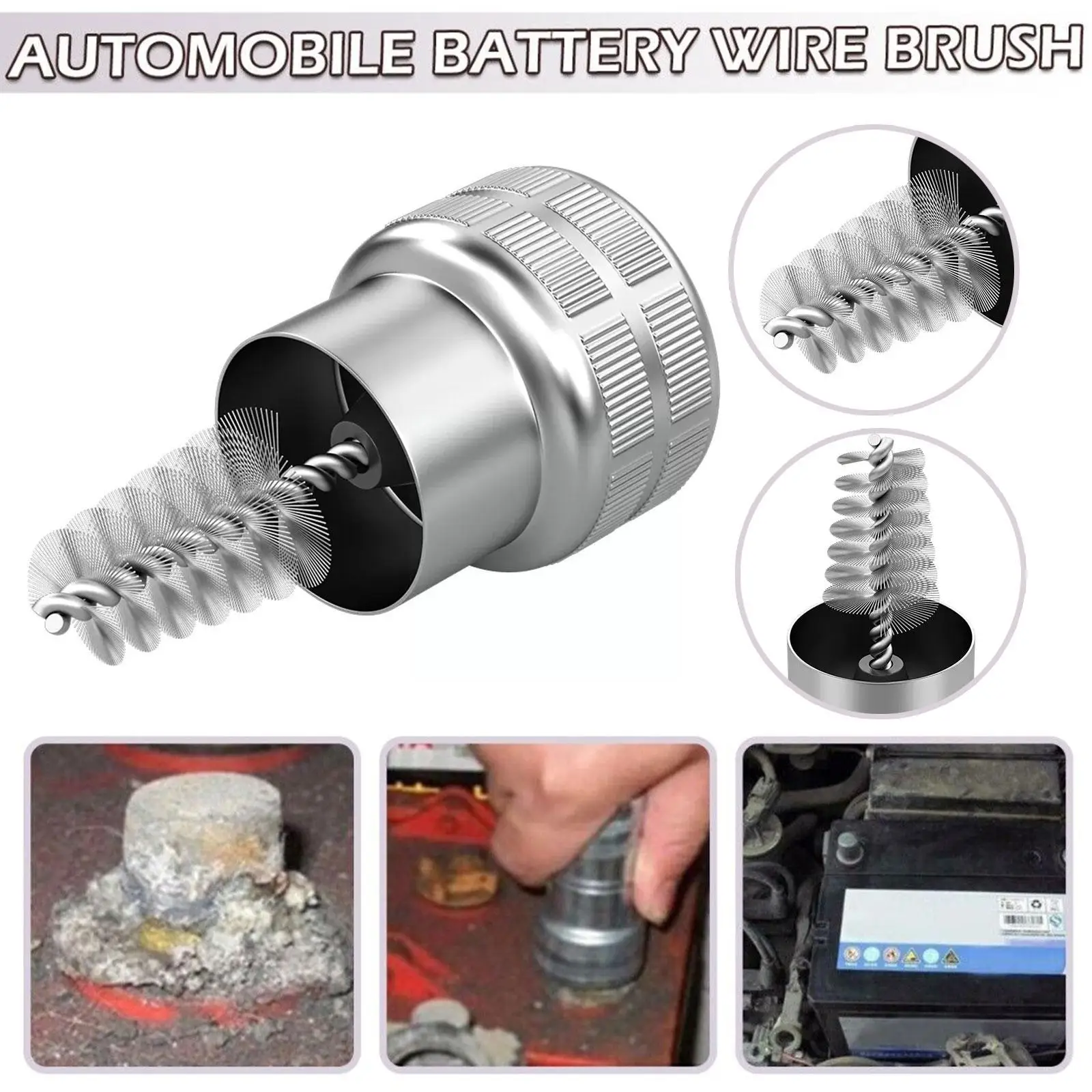 

Car Battery Terminal Wire Brush Post Cleaner Dirt Corrosion Brush Car Wire Cleaning Tools Stainless Brushes Cleaning Steel S1Y0
