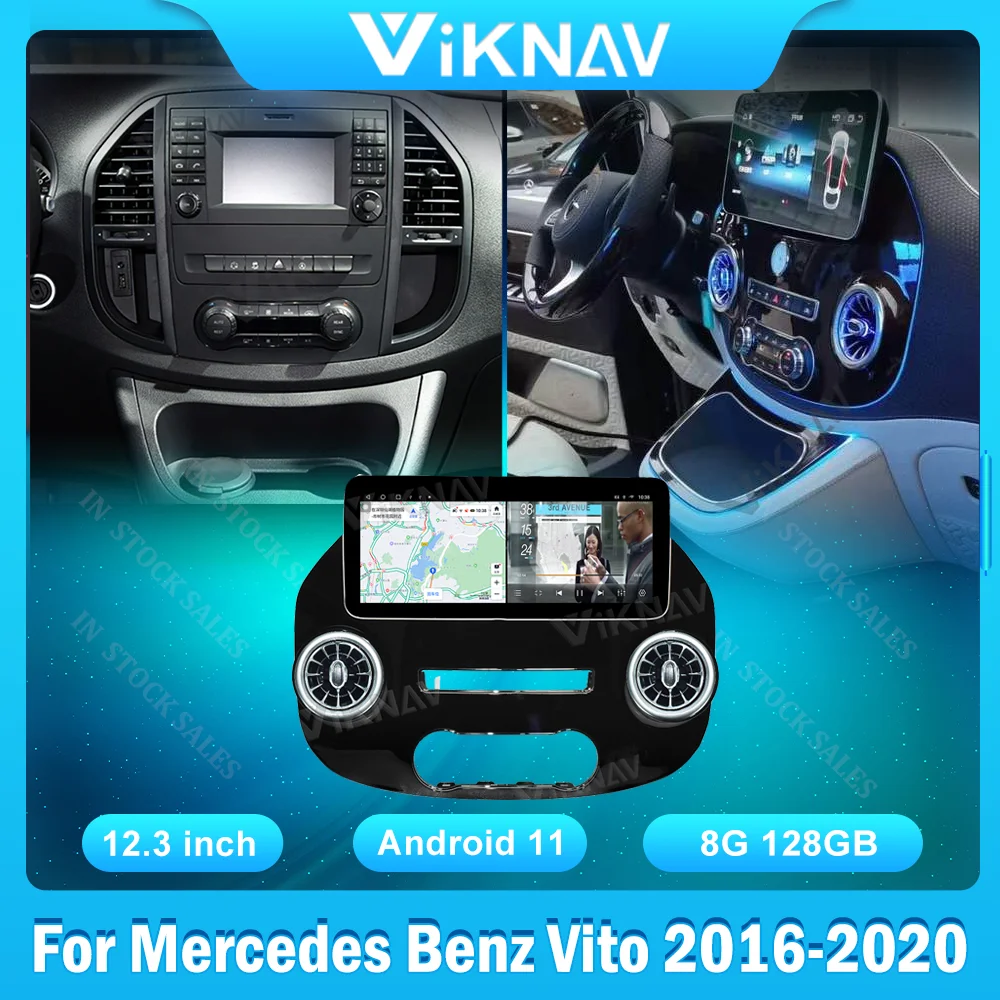 Автомобильная магнитола 12,3 дюйма 128G для Mercedes Benz Vito W447 2014-2021 Android 11, автомобильный мультимедийный плеер с GPS-навигацией, головное устройство