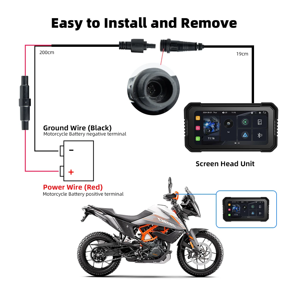 EKIY MTC03 6 25 водонепроницаемый экран для мотоцикла Apple Carplay портативный беспроводной