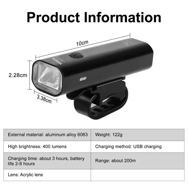 Фара и задний фонарь для велосипеда 400 лм зарядка через USB