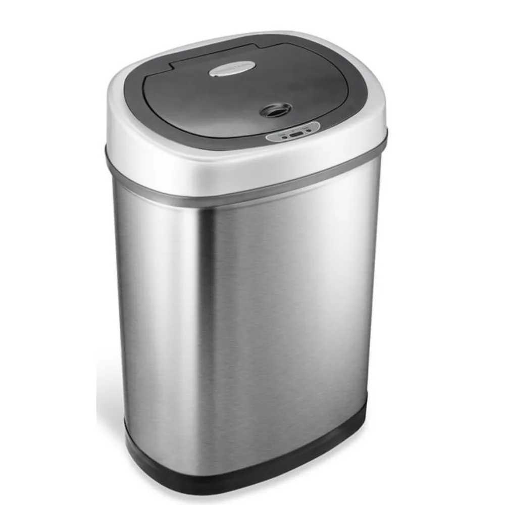 

Motion Sensor Oval Trash Can Dustbin Fingerprint-Resistant Stainless Steel Free Shipping Food Waste 11.1 Gallon Recycle Bin Home