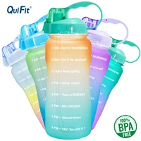 quifit 2l 64 oz 3 8l 128oz one gallon water bottle with straw motivational time markings drinking bpa free tritan sport jugs