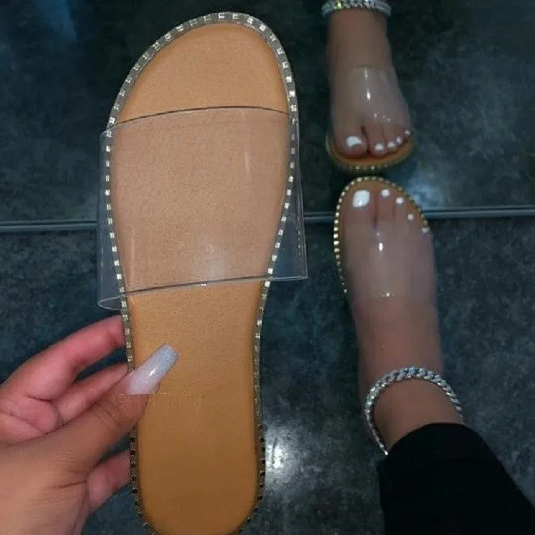 

Slippers for Women Summer New Fashion Beach Casual Flat Sandals Female Transparent Flip Flop Shoes Non-slip Footwear Slides