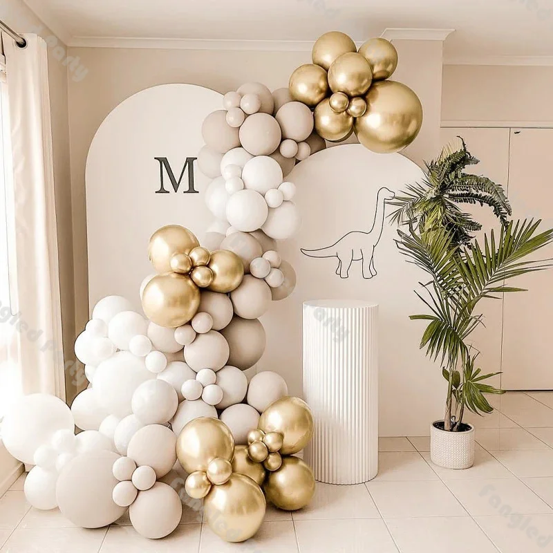 

110pcs Wedding Balloon Arch White Natural Sand Boho Balloons Baby Shower Gender Reveal Birthday Party Kit Anniversary Decoration