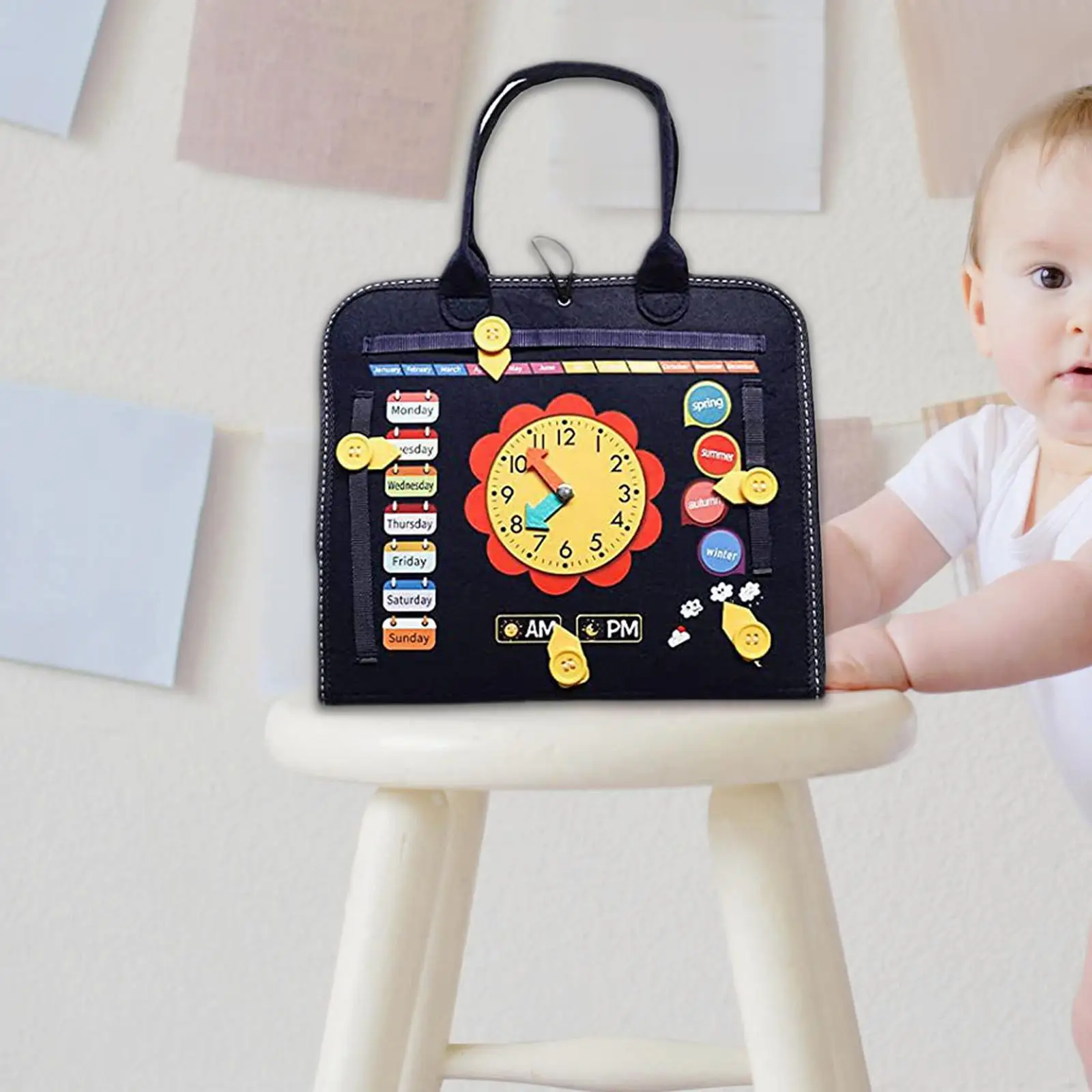 

Busy Board Toy Dressing Exercise Educational Kids Sensory Toy for Car Travel Toddlers