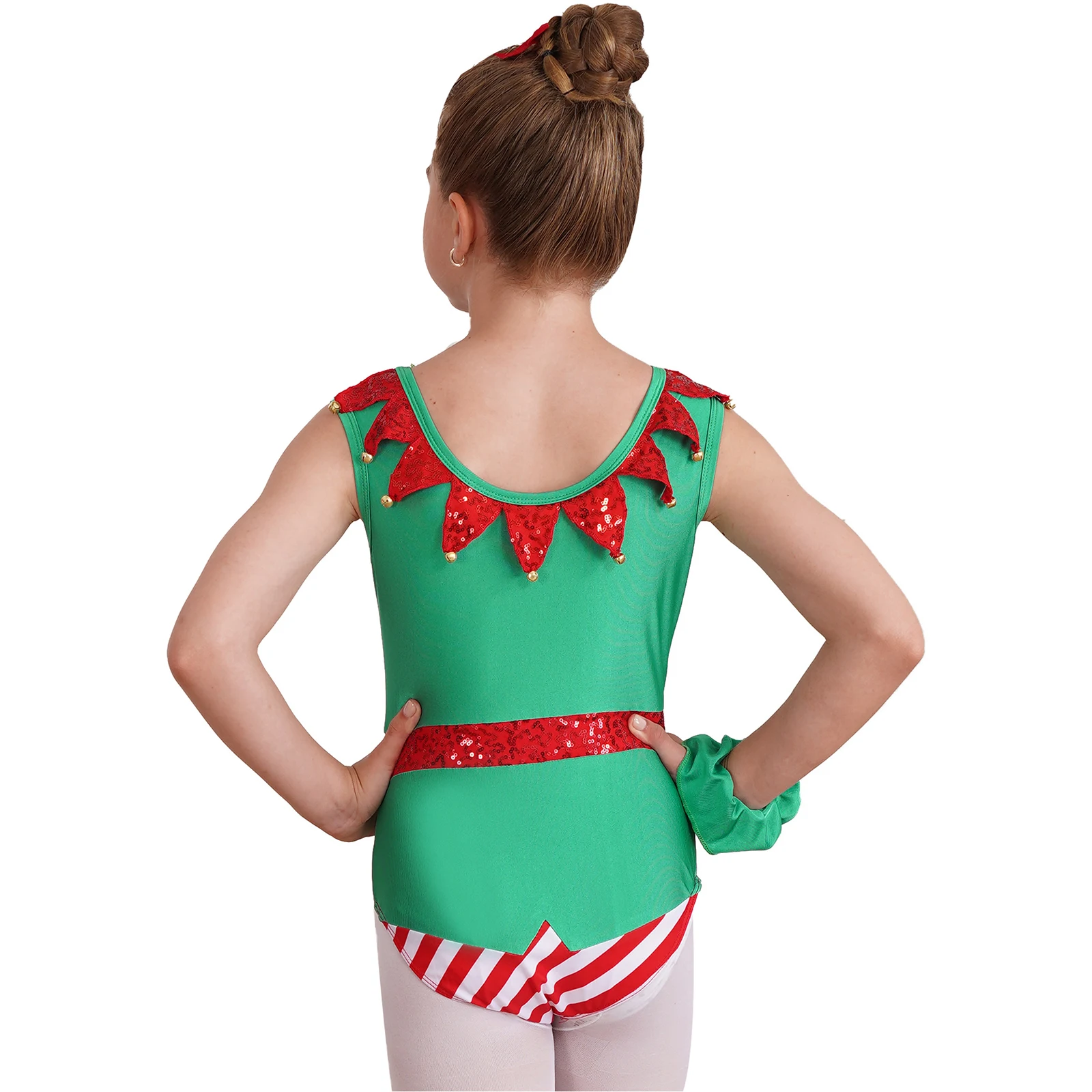Детские купальники с блестками для девочек Санта-Эльф балетные танцевальные