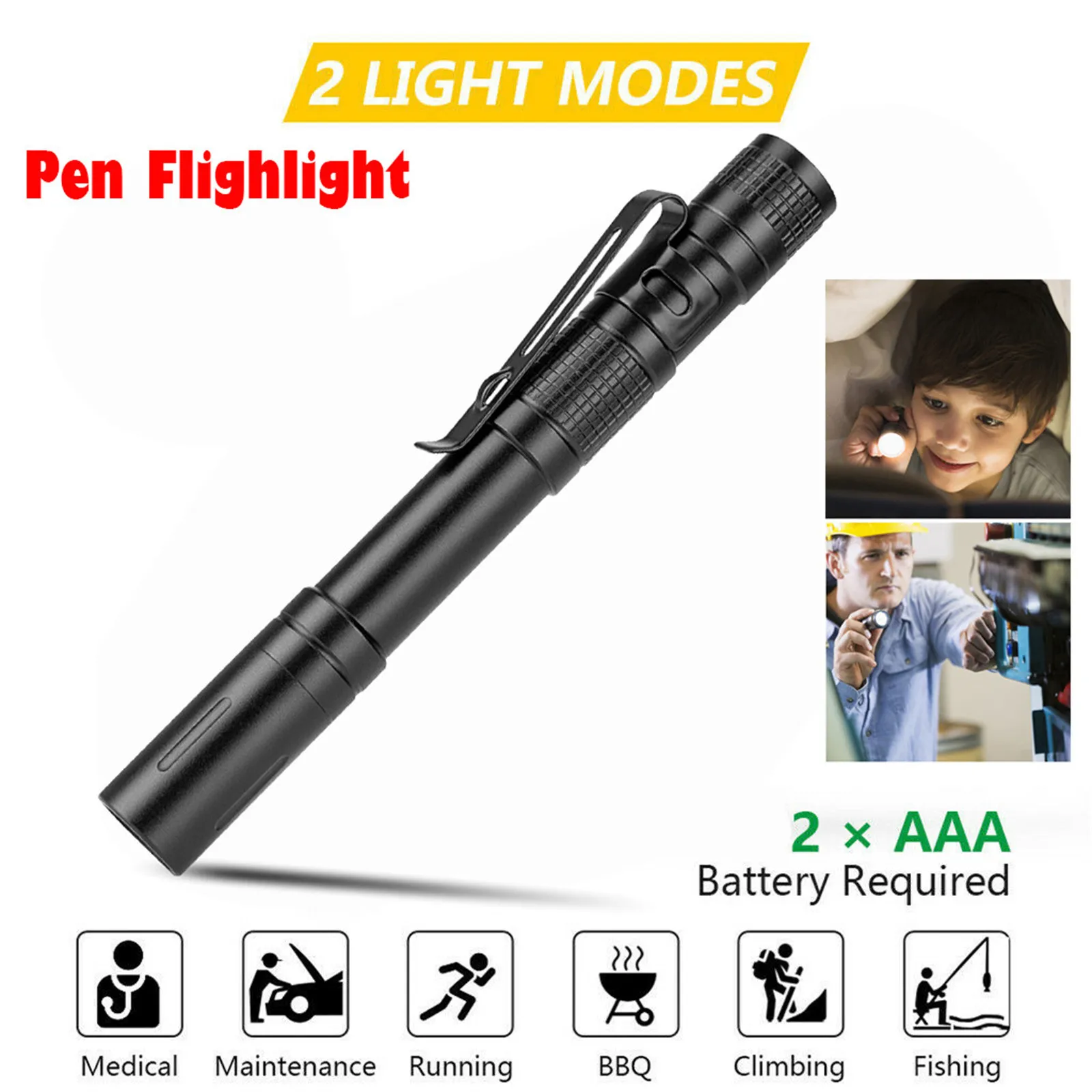 

LED Pocket Pen Light Flashlight Small Mini PenLight with Clip Penholder Perfect Flashlights for Inspection Work Repair Camping