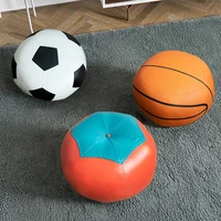pu leather round stool cartoon ball pattern wooden childrens room stool living room low stool shoe changing
