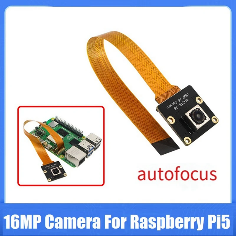 Фото 16-мегапиксельная камера для Raspberry Pi5, IMX519, автофокус, 78.5 °   Модуль камеры 4,28 мм для Raspberry Pi5 RPi5-A73M №3