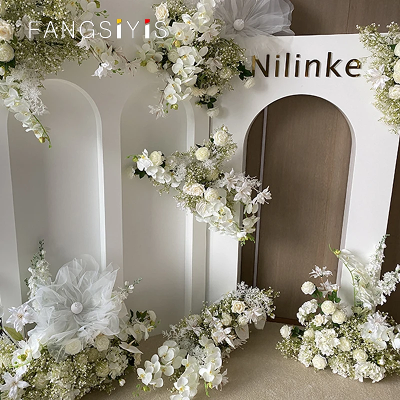 

White Artificial Wedding babysbreath Flowers Row Hang Backdrop Decor Party Arch Arrange Bottom row flower Floral Prop