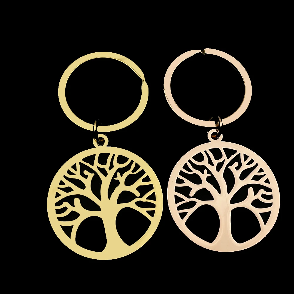 

Keychains for Women Stainless Steel Tree of Life Charms Pendant Personalized Mens Keychain Accessories Wholesale Llavero Coche