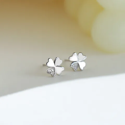 Милые милые серьги-гвоздики из стерлингового серебра 925 пробы с инкрустацией крошечным цирконом в форме сердца и цветка для женщин, корейские ювелирные аксессуары для пирсинга
