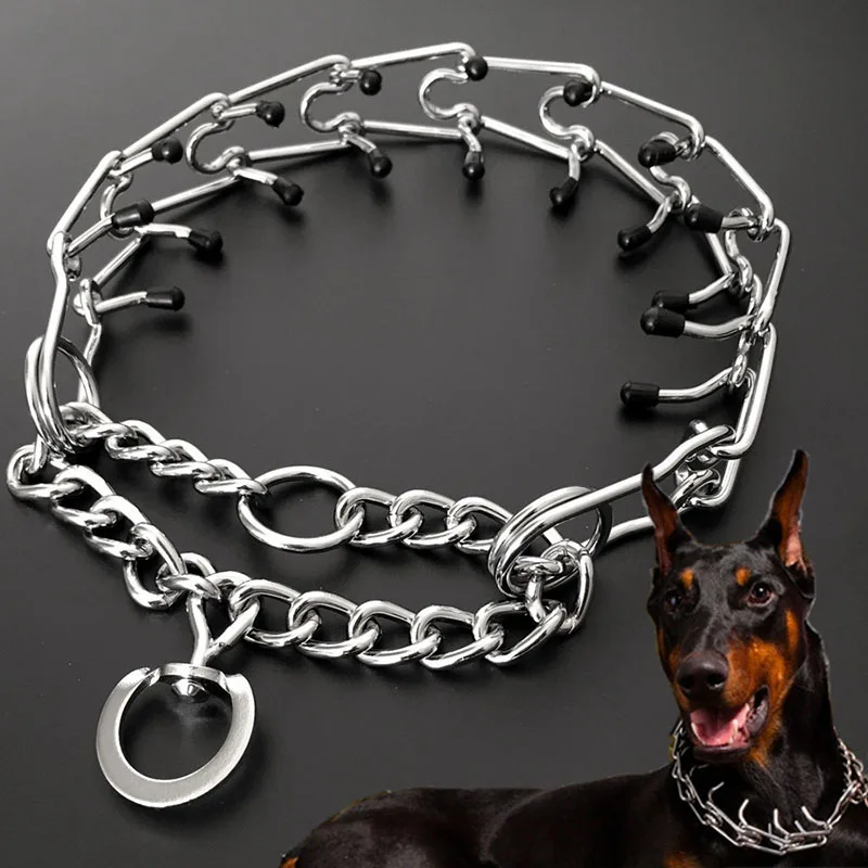 

Collar Detachable Safe Collar Pinch Rubber Steel Effective Comfort With Pet Tips Prong Adjustable Choke Stainless Training Dog