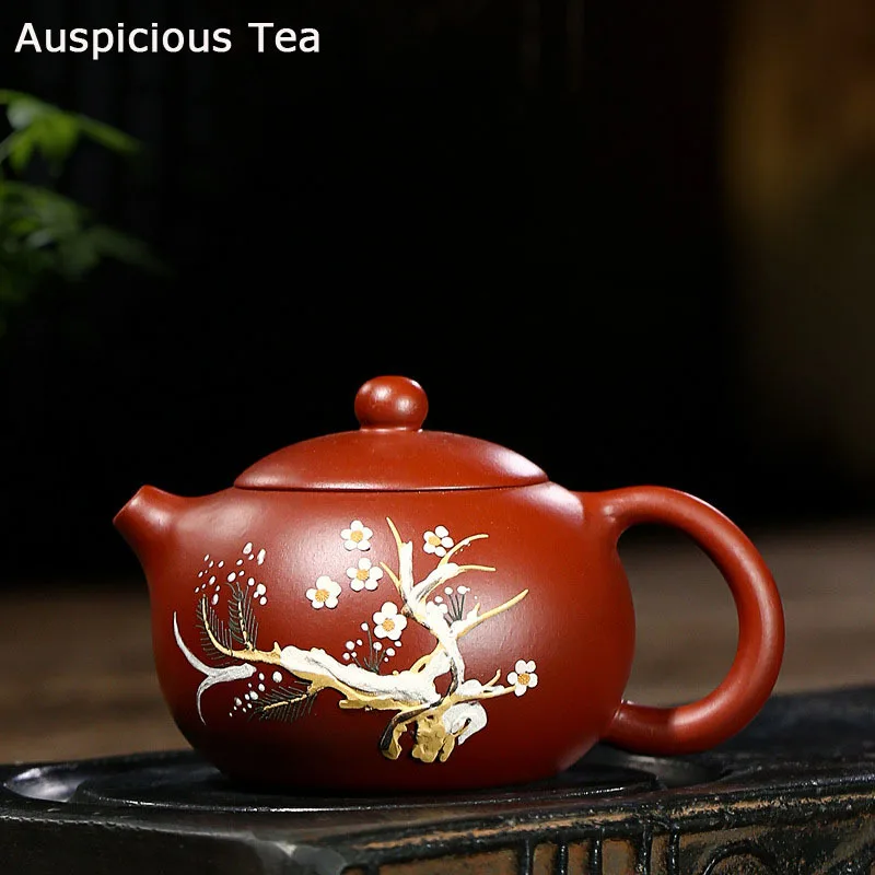 

210ml Authentic Yixing Raw Ore Dahongpao Handmade Mud Painting Songmei Xishi Purple Clay Teapot Chinese Kung Fu Teaset Household