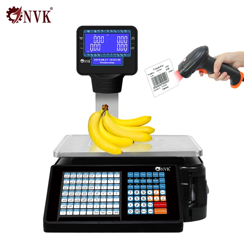 Фото Цифровые весы NVK TMA20 из нержавеющей стали на 30 кг с функцией расчета цены для супермаркетов, термопечатью чеков и весами на 15 кг для выдачи квитанций №2