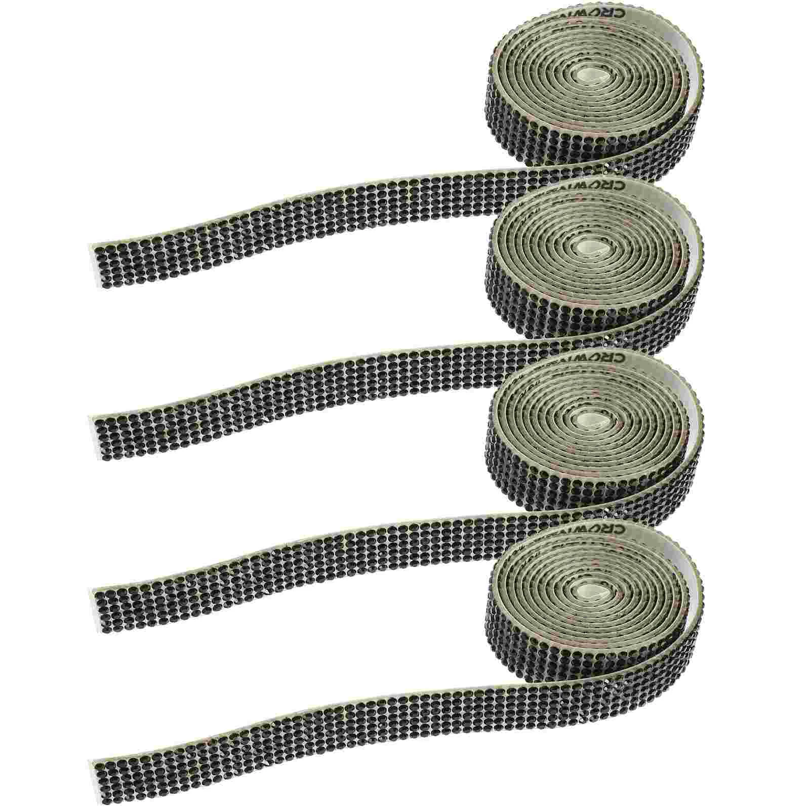 

4 Rolls Belt Rhinestone Patch Car Trim Backing Rhinestone Applique Rhinestone Roll Crafts Wedding Stickers