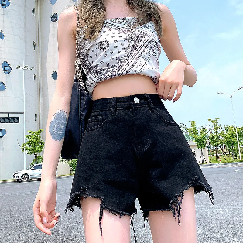 2023 Spring Summer Jean Shorts for Women Casual Sexy High Waist Denim Shorts Vintage Raw-edge Mujer Short Jeans Female Clothing