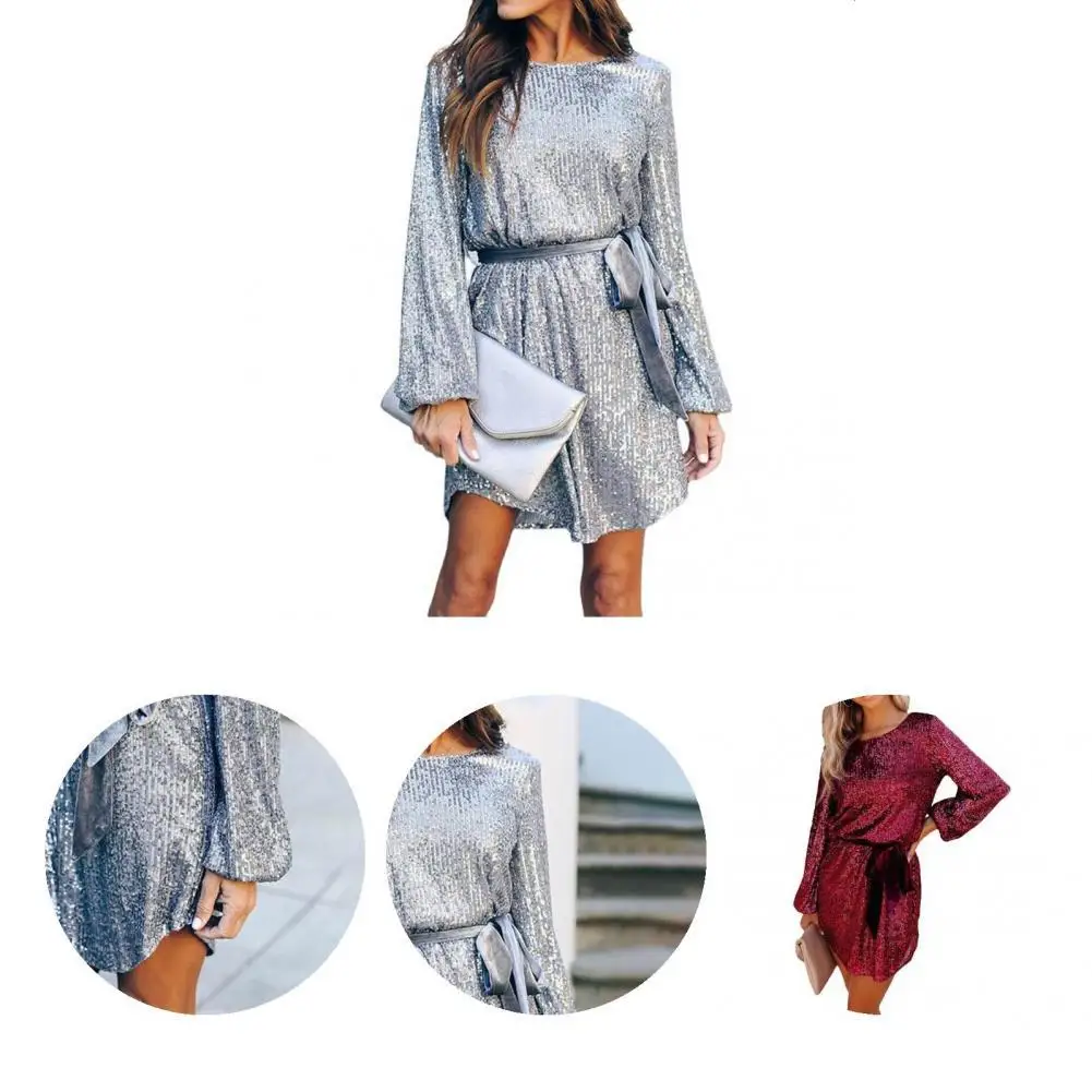

Excellent Women Dress Anti-fade 4 Colors Party Dress Sexy Backless Belt Women Dress