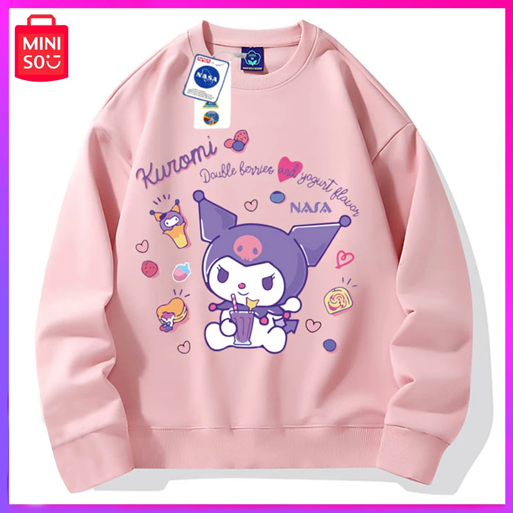 

Miniso Sanrio Kuromi New Autumn Winter Couple Hoodie All-In-One Fleece Warm Long-Sleeved Top Pink Birthday Christmas Girl Gift