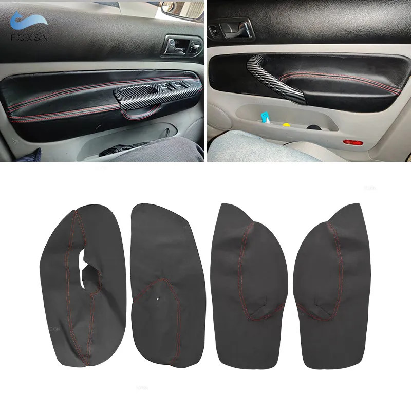 

only LHD 4 Doors Car Suede Leather red line Armrest Cover For VW Golf 4 MK4 Jetta 1998-2005 Door Armrest Panel Skin Cover Trim