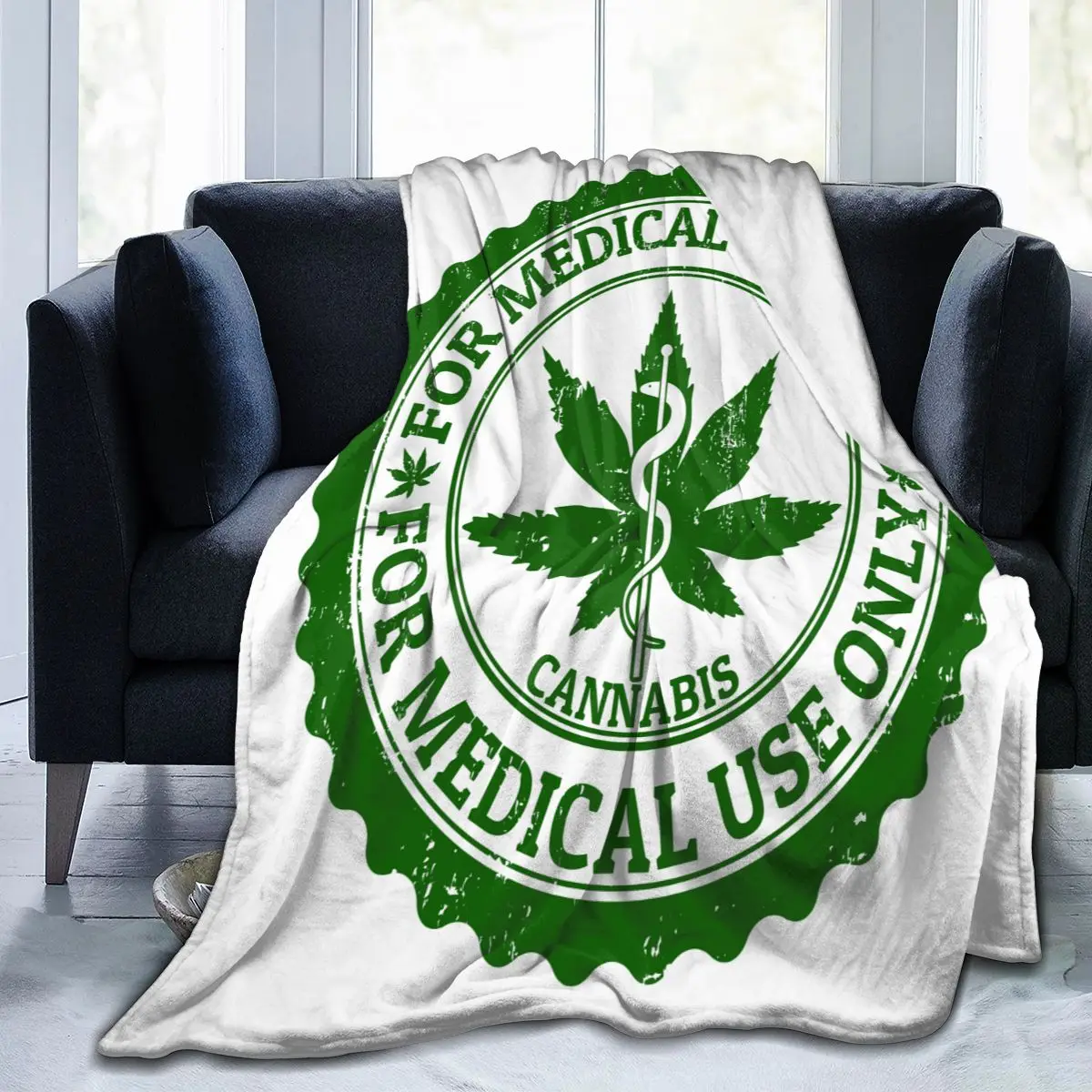 

Flannel Blanket Marijuana Stamp Ultra-Soft Micro Fleece Blanket for Bathrobe Sofa Bed Travel Home Winter Spring Fall