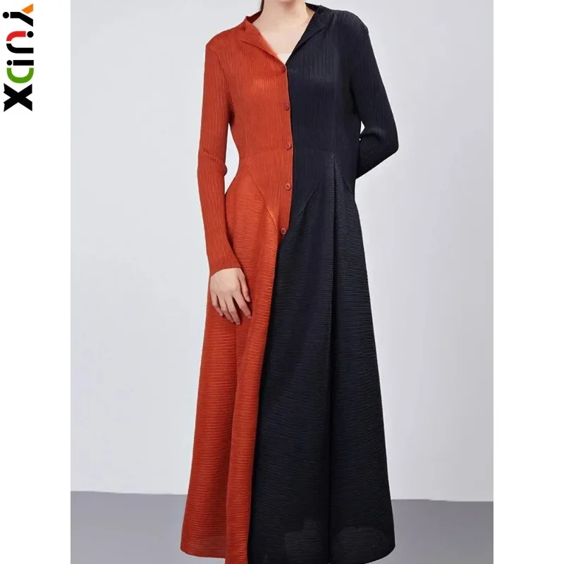 YUDX Miyake полиэстер платье контрастного цвета