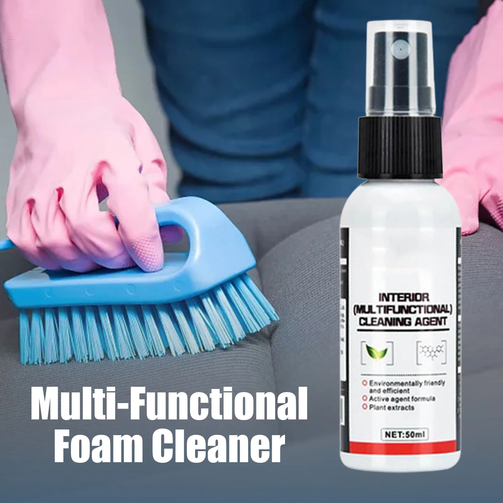 

Multi-Purpose Foam Cleaner Rinse Free Car Interior Dry Cleaning Grease Stain Gentle Leather Clean Car Seat Long Lasting Fresher
